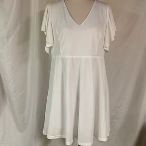 NWT Ruffle Sleeve A-Line White Mini Dress Size XL
